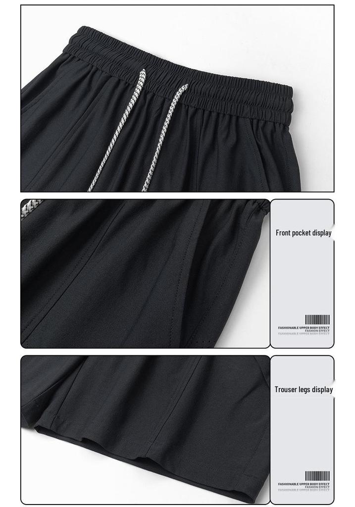Plus Size Ice Silk Quick-Dry Outdoor Sports Set: Short Sleeve Half-Zip T-Shirt & Breathable Shorts