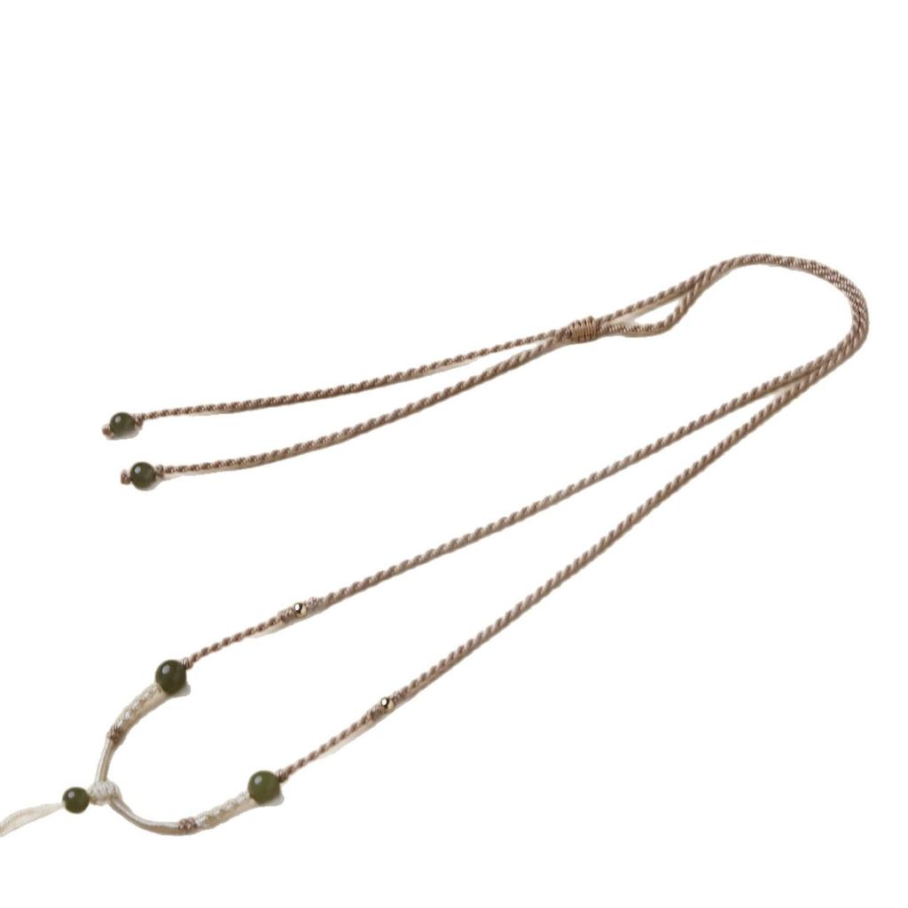 Handcrafted Adjustable Eight-Strand Braided Hetian Jade Necklace Rope