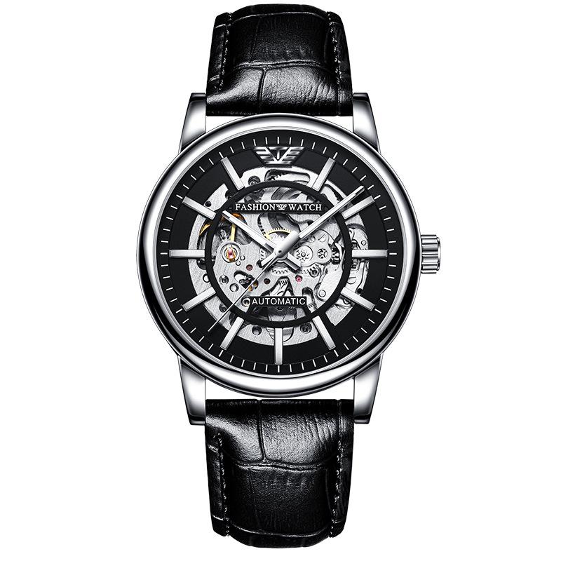 Popular Men's Black Warrior Hollow Mechanical Watch - Stylish, Waterproof, Luminous, Automatic