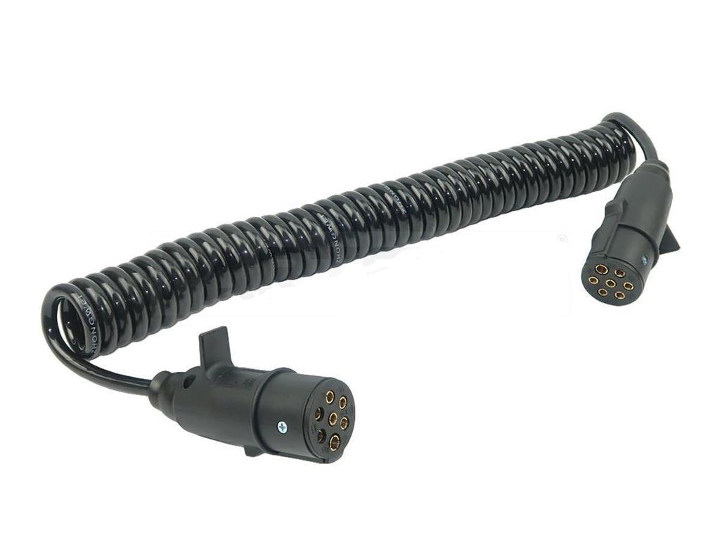 MOTOR POWER Coiled Jumper Cable for Trailer Trailer Power Cable and Campervans 7-Pole Springs, Extension, Towing, / 147-222