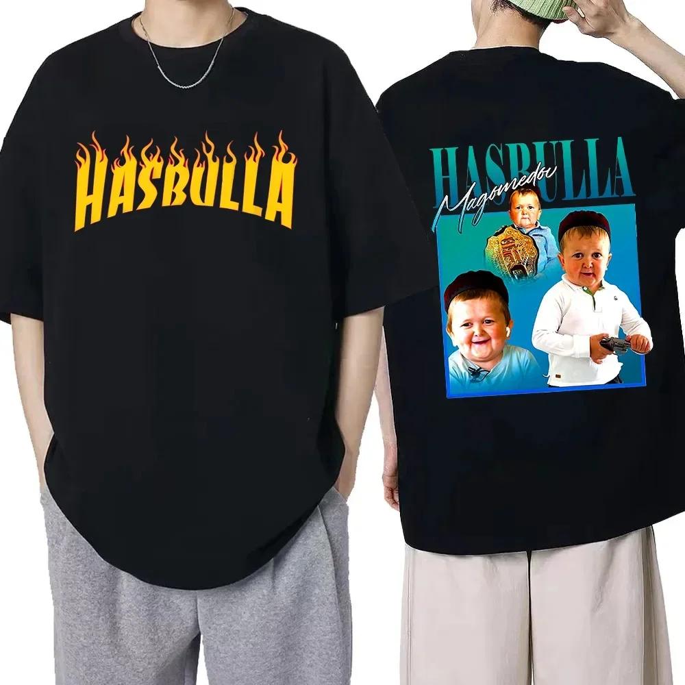 Klasické bavlněné tričko Team Hasbulla pro muže a ženy s motivem bojujícího Hasbully, hiphopové grafické tričko, topy, manga tričko, streetwear