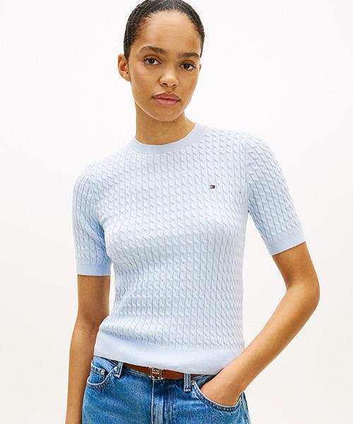 TOMMY HILFIGER Mini Cable Crew Neck Sweater (T22G1Kto060Wt2C1O)
