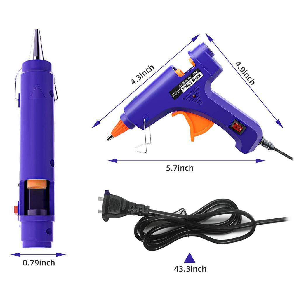 20W Hot Melt Glue Gun Household Industrial Mini Guns Electric Heat Temperature Tool Use 7mm Glue Sticks