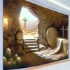 2D Christian Resurrection Backdrop, Empty Tomb with Cross Photography Background