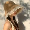 Women'S Wide Brim Sun Hat for Summer, Breathable & Foldable with Lace Trim and Adjustable Chin Strap - Lightweight Crochet Beach Hat, Protection