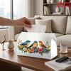1pc Reusable Tissue Box with Three Birds & Flower Branch Pattern - Compact Suitable for For, Office, Parties, Picnics, Farmhouse Decor, Modern Bird Na