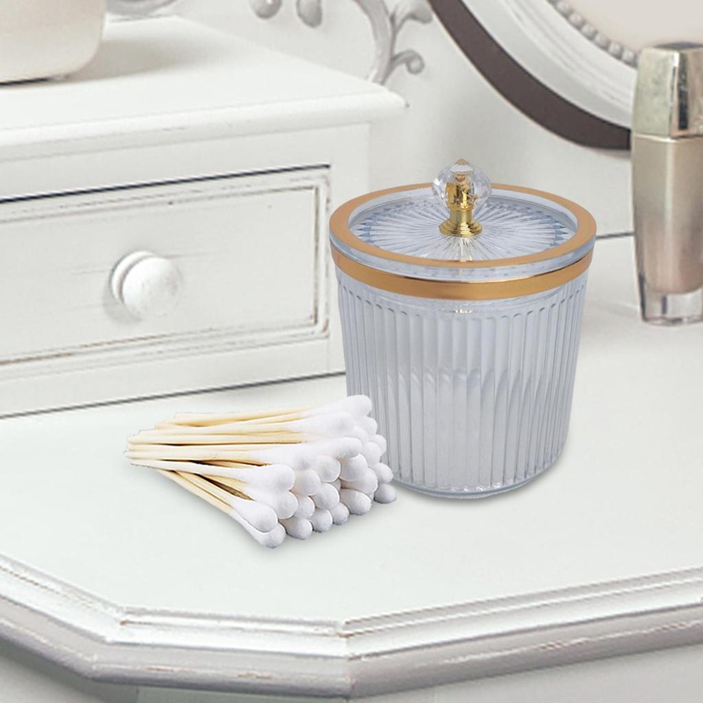 Qtip Dispenser Container with Lid Dustproof Makeup Pads for Countertop Vanity