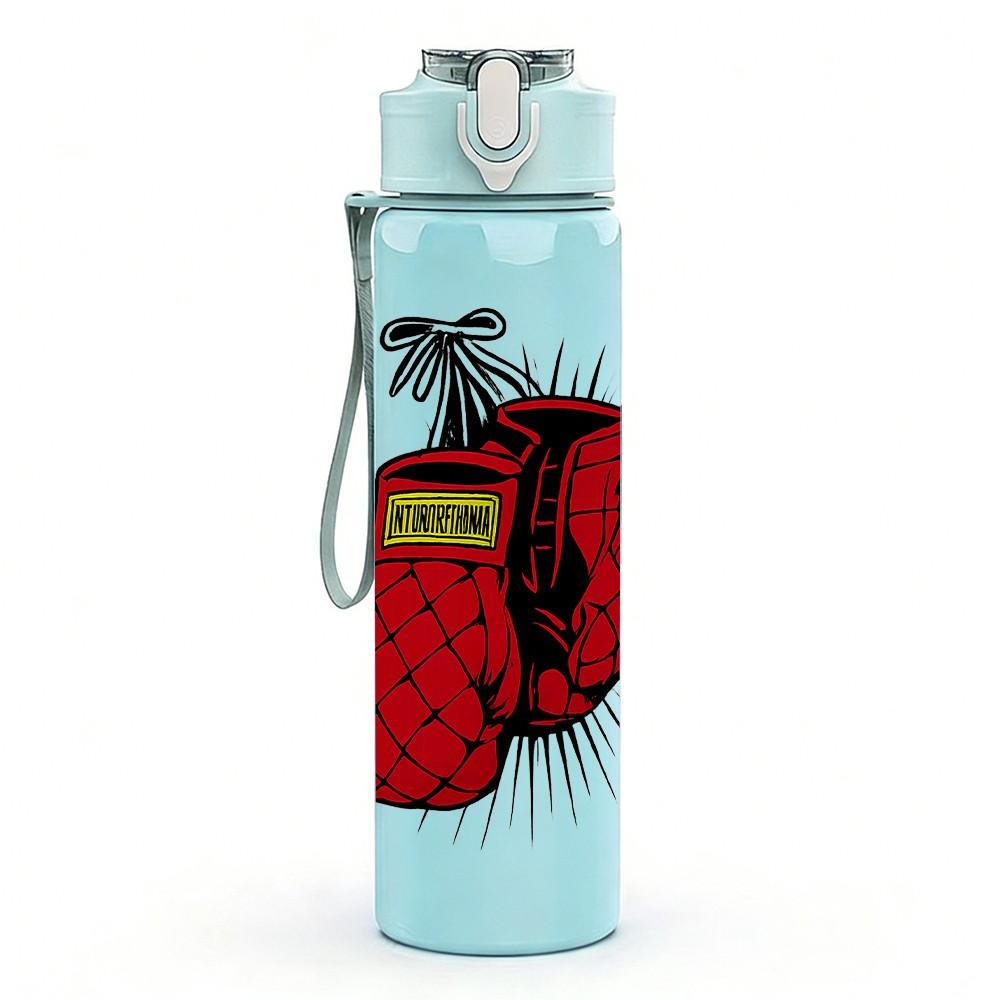 1PC Boxing Glove Art Print 750ml Color Plastic Sports Water Bottle Leakproof Flip Straw Lid Suitable for Sports Office Home Use