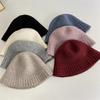 Autumn and Winter Wool Wool Knitted Women's Bucket Hat Shows the Face, Versatile Simple Solid Color Basin Hat