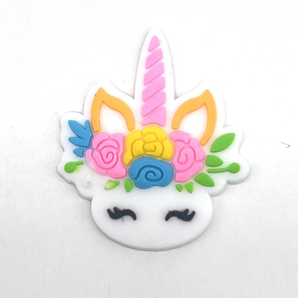 Cute Cartoon Unicorn Flower Clog Buckles - Removable & Soft Rubber Garden Shoe Decorations