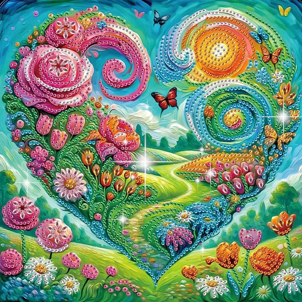 Flowers Special Shaped 5D DIY Partial Drill Diamond Painting Kits for Adults Home Wall Decor Diamond Art Kit 30x30cm