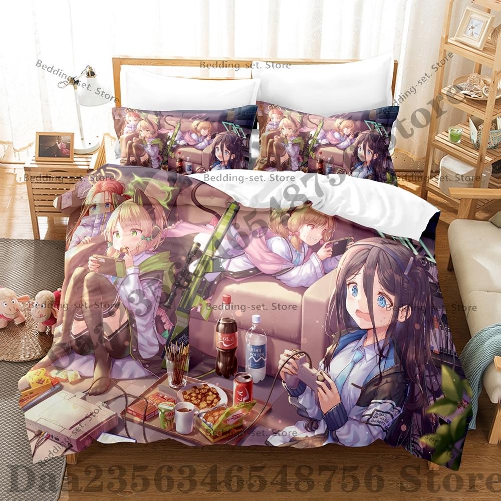 Comforter Sunohara Shun Blue Archive Bedding Set Single Twin Full Queen King Size Bed Set Adult Bedroom s Anime Bed