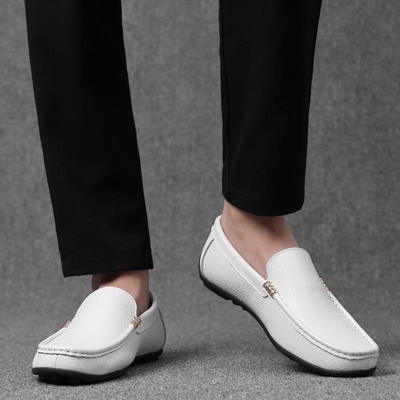 Fashion Lightweight Men Genuine Lleather Casual Shoes Lazy Shoes Male Breathable Slip-on Mens Driving Shoes Loafers Moccasins