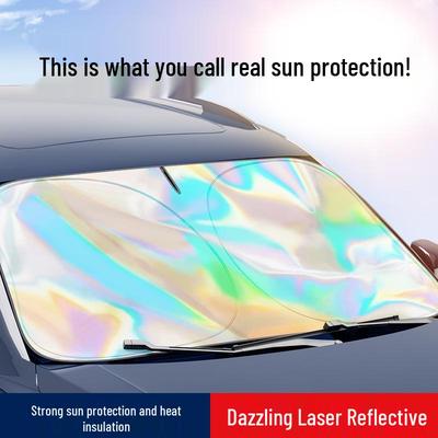 Pare-soleil de pare-brise de voiture laser coloré - Protection UV, Isolation thermique, Pare-soleil rafraîchissant d'été