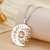 Dawapara Sun and Moon Phase Necklace Crescent Moon Pendant Stainless Steel Jewelry Valentine's Day Gift