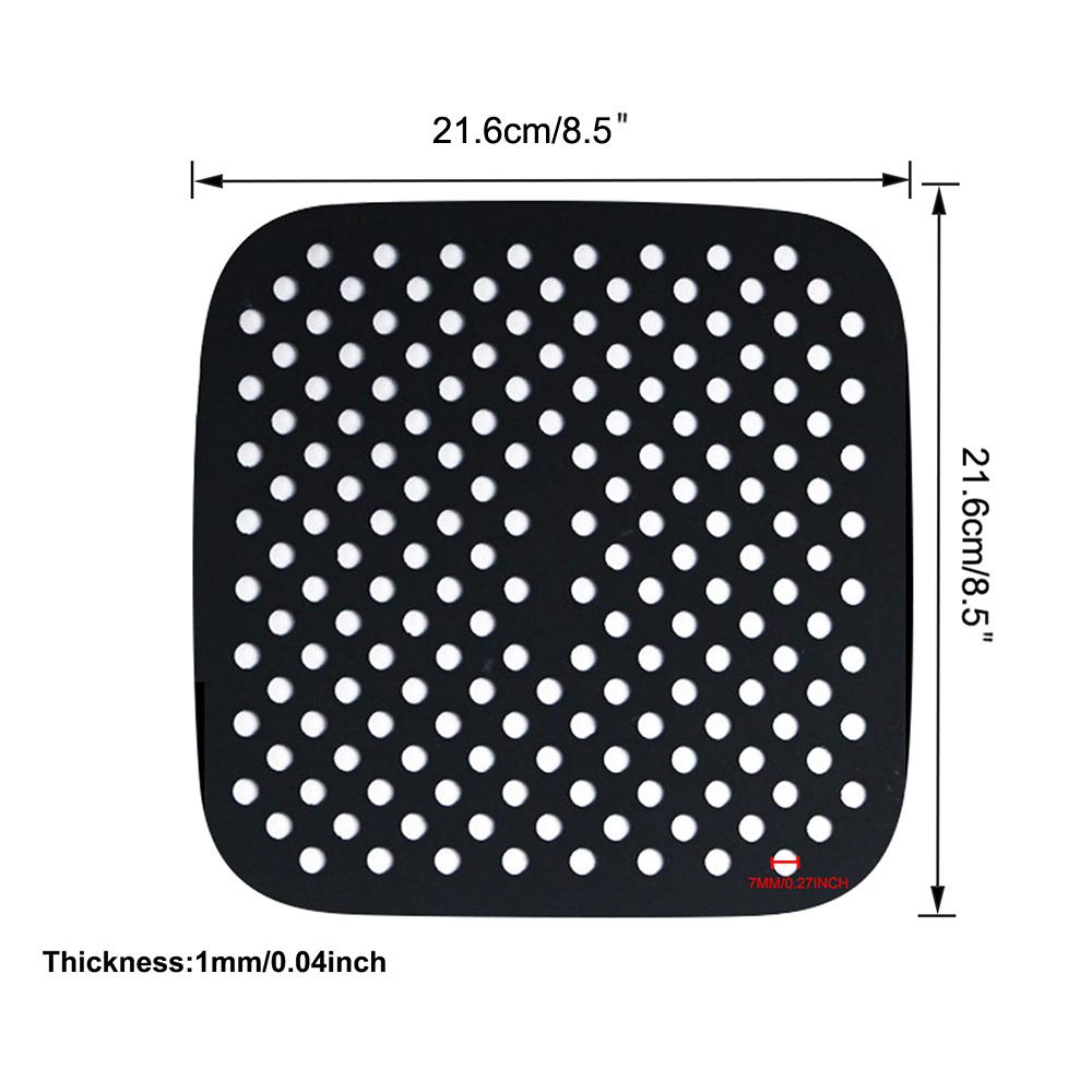 Reusable Silicone Airs Fryer Liners with Airs Fryer Magnetic Cheat Sheet, Easy Clean Airs Fryer Accessories, Non Stick (Square 8.5")