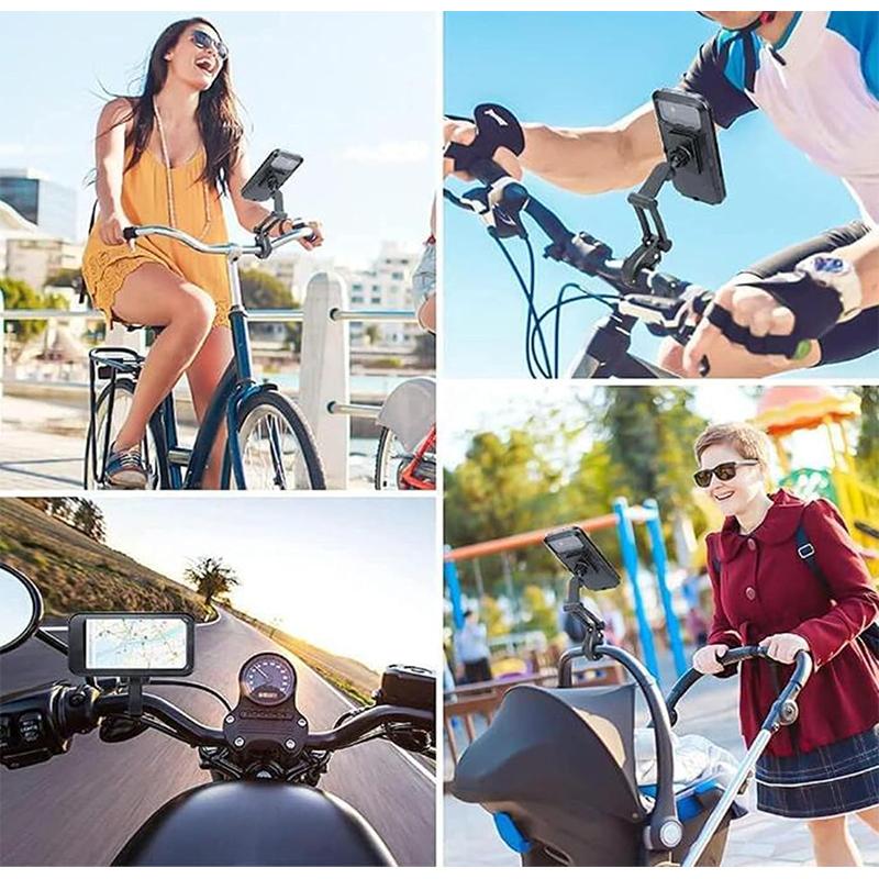 Universell vanntett sykkel motorsykkel telefonholder for Samsung iPhone Xiaomi mobil styrefeste stativ 360° justerbart berøringsskjerm deksel