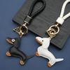 Adorable Sausage Dog Car Keychain PU Leather Cartoon Pendant Unique Puppy Lover Gift