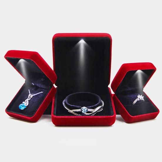 Portable Jewelry Storage Box with LED Light Ring Bracelet Necklace Organizer