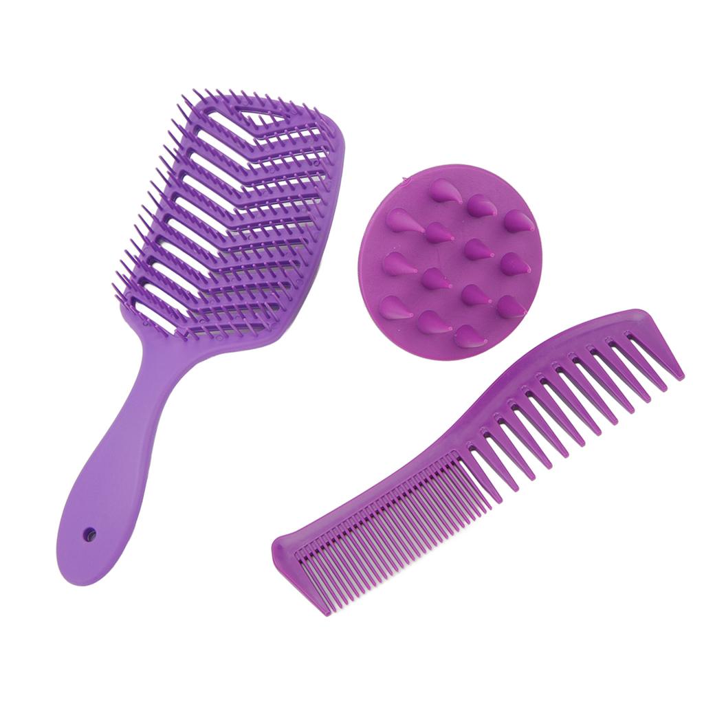 3 Pieces Hair Brush Comb Set Hollow Out Hair Brush Double Tooth Hair Comb Hair Shampoo Brush for Detangling and Styling