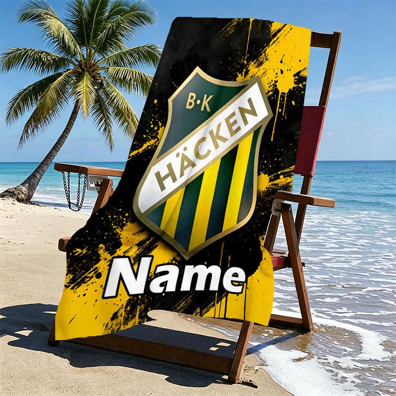 Custom Name Personalized BK Hacken Print Beach Towel, for Trip Camping Beach Party Home Decor, Birthday Gift for Family & Friends