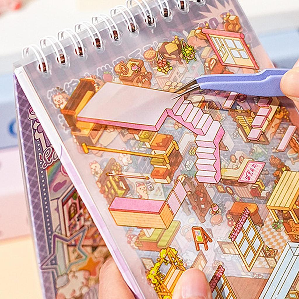 Landscape Sticker Scenes Cartoon Landscape Sticker Book Forest Village DIY 3D Sticker Scene Pocket Birthday Gift For Planner