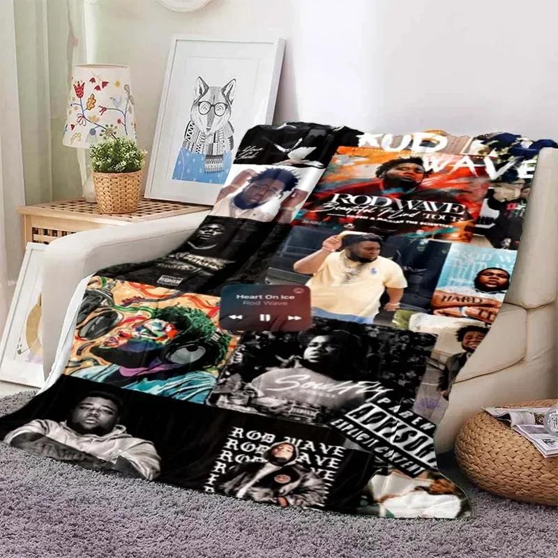 Hip Hop Rapper Blanket Rod Wave Flannel Blanket Soft Warm Throw Bedroom Decor Napping Couch Sofa Bed Chair Cover for Boys Girls