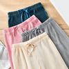 Kids Pleated Wide-leg Pants Girls Loose Casual Pants Chiffon Trousers Ice Silk Nine-point Pants
