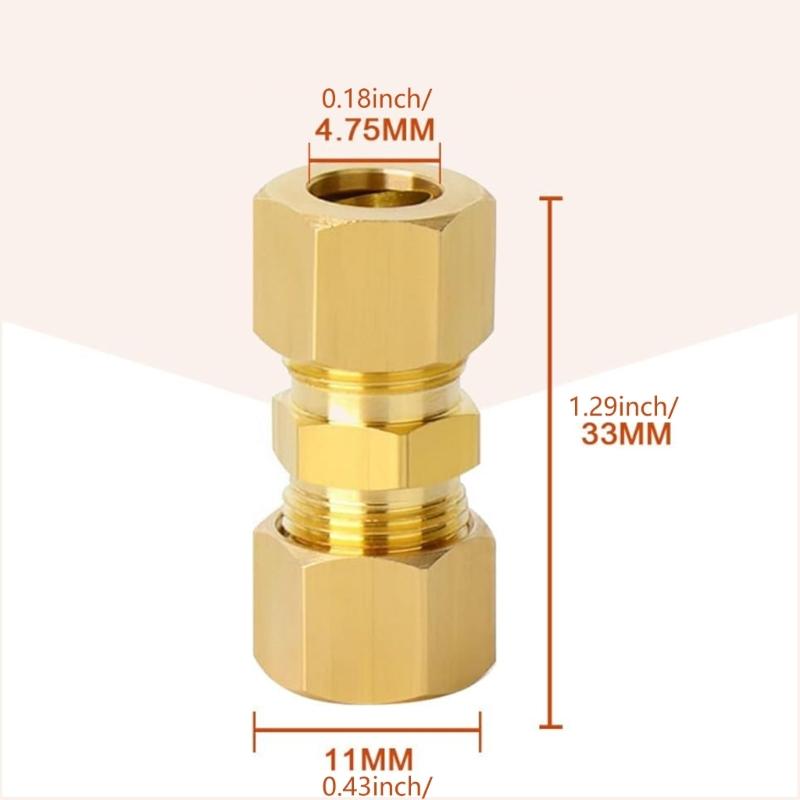 10 Stück Bremsleitungs-Adapterfittings 4,75 mm Bremsleitungsverbinder Kompressionsrohr-Fitting-Sortiment für Fahrzeugreparaturen