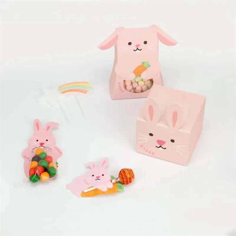 20/10Pcs Easter Rabbit Candy Bags Paper Cookie Candy Box Gift Packing Boxes Birthday Party Decor Supplies Easter Party Decor