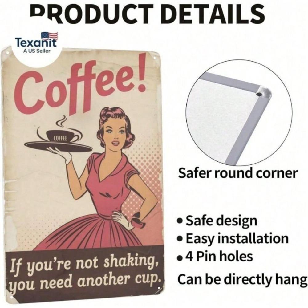 Vintage Metal Barista Sign for Cafe Kitchen Wall Decor