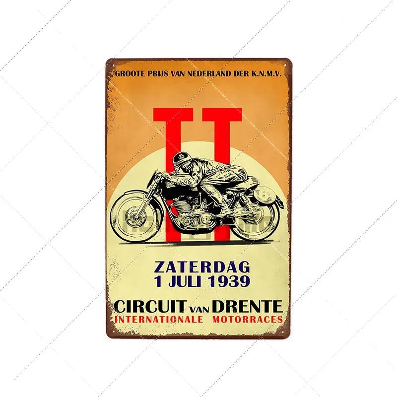 TT Isle Of Man Metal Poster Retro Vintage Tin Signs Motorcycle Races Plaque Wall Plate Pub Bar Garage Home Decor 20x30cm
