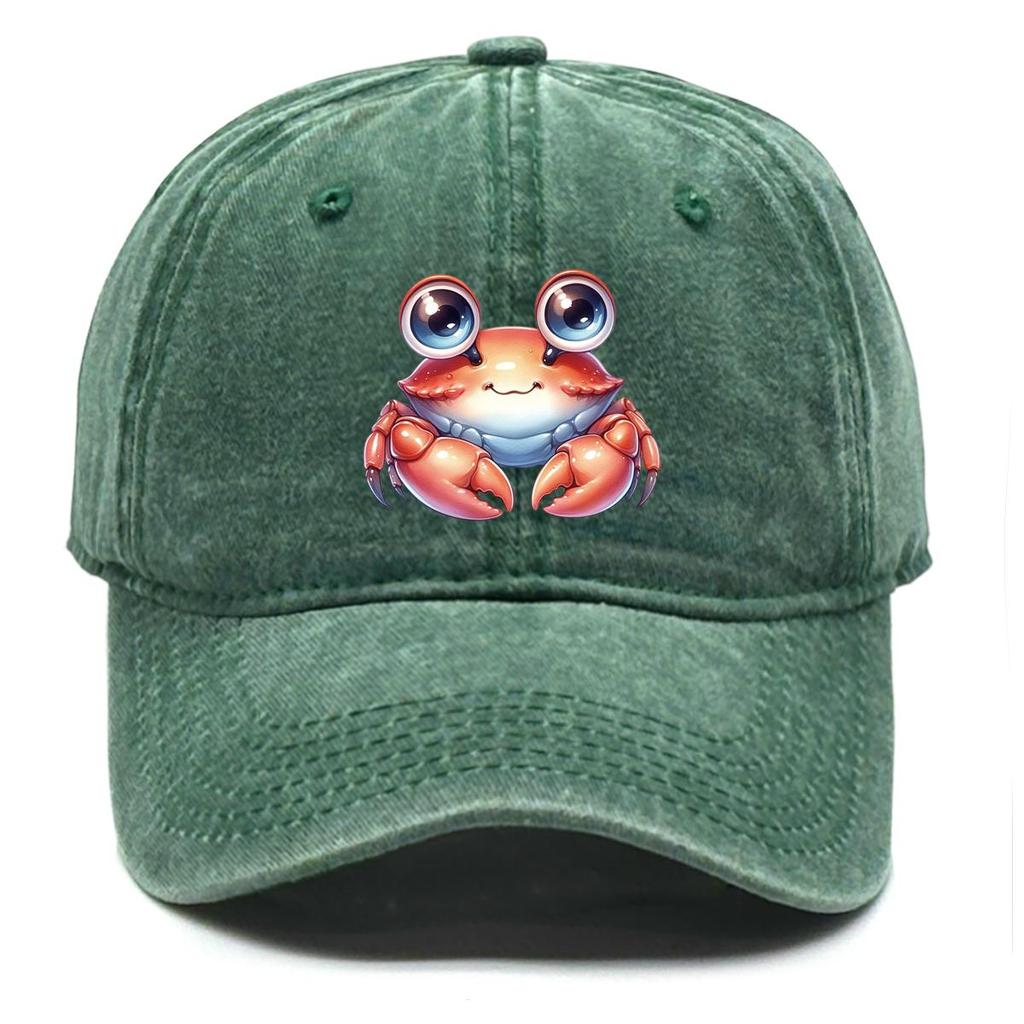 Crab Print Adjustable Sun Hat, Animal Sports Hat Sporting Vintage-Inspired Breathable Slouchy Snapback Baseball Cap