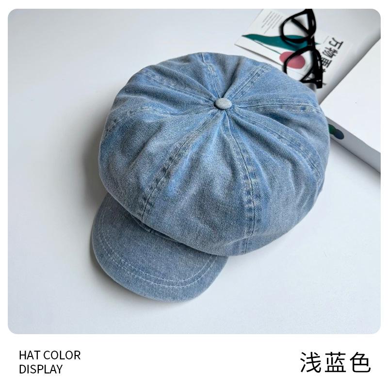Cowboy Beret Women's Spring and Autumn Versatile Cloud Painter Hat Show Small Face Big Head Circumference Octagonal Hat Peaked Cap