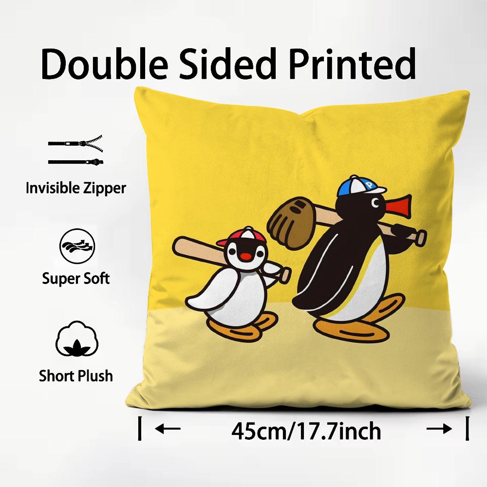 Cute P-Pingu Cartoon Cushion Cover Pattern Printed Pillowcase for Living Room Sofa Cushion Cover & Bedroom Decor