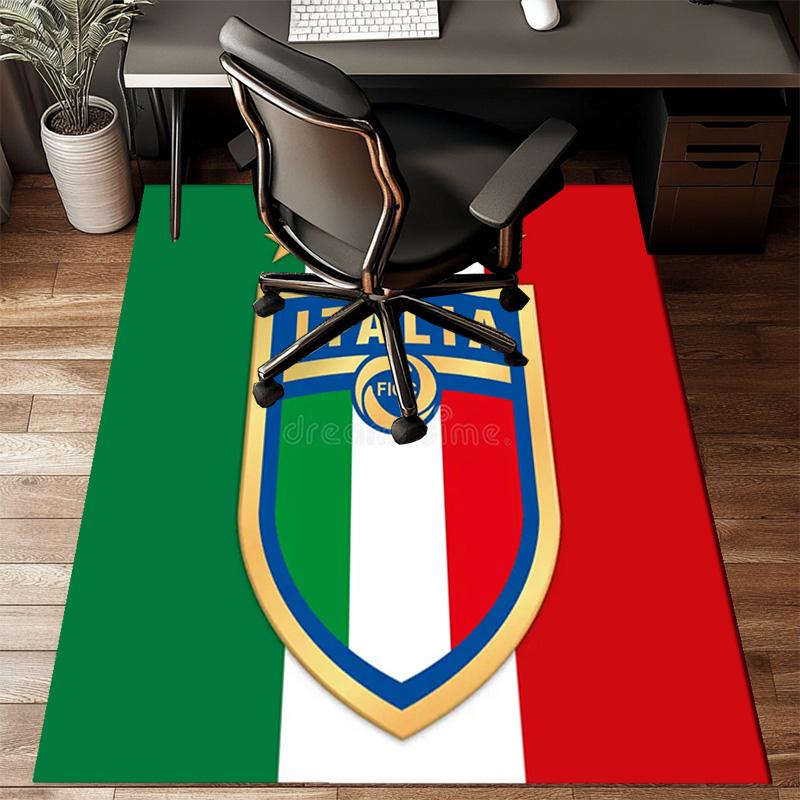 Italian Football Crest Printed Office Carpet Chair Cushion Entryway Rug, Rugs for Living Room, Bedroom Christmas gifts
