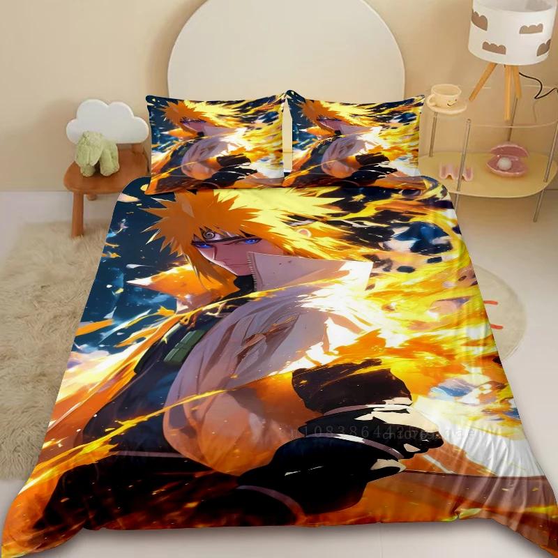 Children Kids Soft Duvet Cover Set Uchiha Sasuke Uzumaki Beding Set Narutos Comfortable Quilt Cover King Quen Young Girls Ten Young Boys for Bedrom