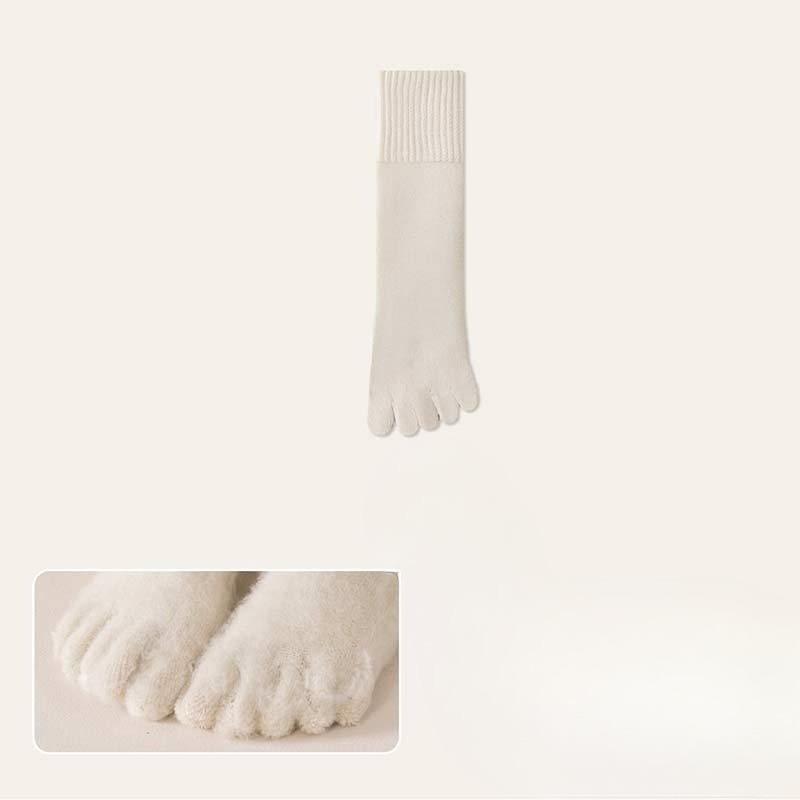 Thickened Cashmere Five-fingered Socks for Women's Autumn and Winter Warmth, Toe-separating Socks, Antibacterial and Deodorizing