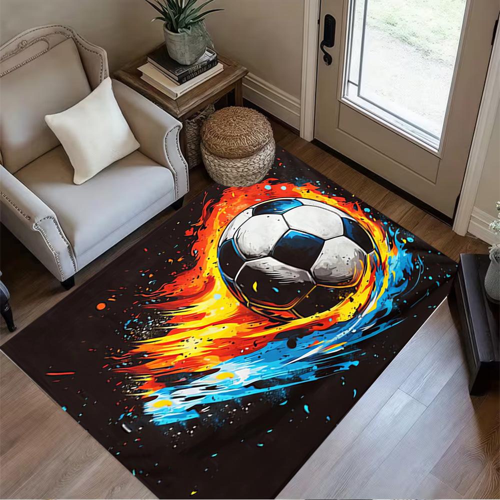 1pc Soccer Ball Rug Home Carpet Design for Office Decor Gift Living Room Bedroom