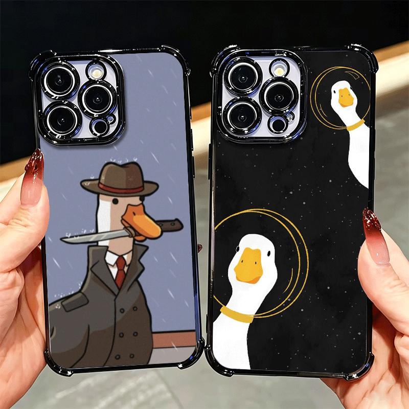 Funny Cartoon Goose Game Plating Phone Case For Xiaomi Poco X5 X6 X7 X8 Pro Max F8 Ultra F7 M8 M7 M5S Redmi 15C 15 14C 13C 13 X3