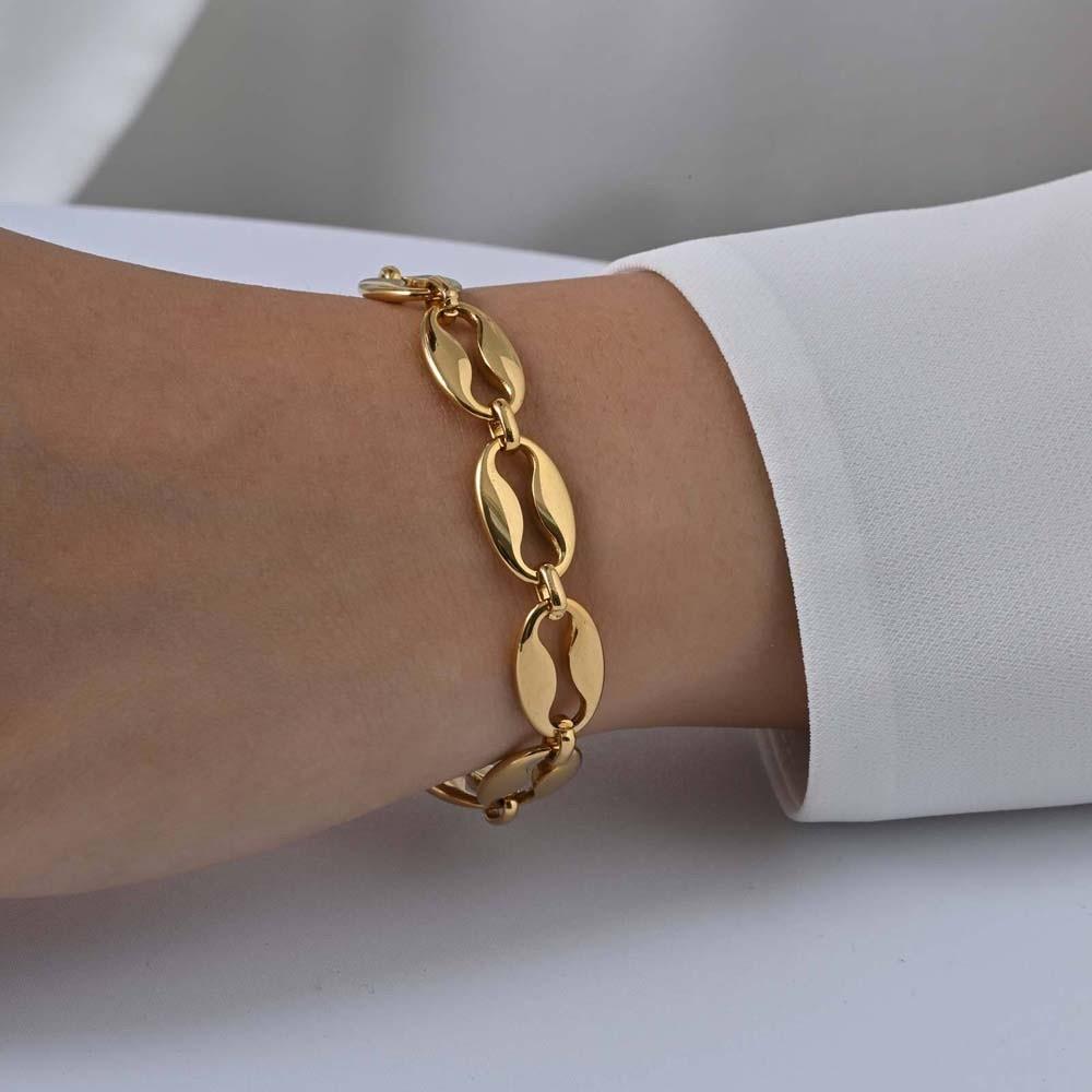 Wristband Jewelry Gold Chain Bracelet Elliptical Lips Chain Stainless Steel Hand Chain Gifts