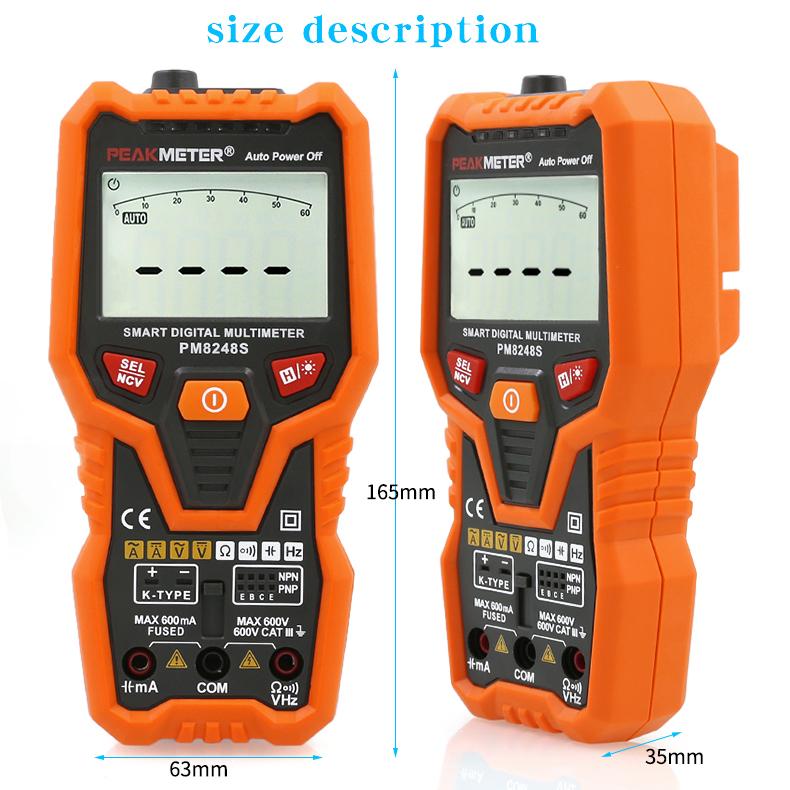 PEAKMETER PM8248S Intelligent Digital Multimeter with Auto-Ranging, High-Precision Capacitance Meter