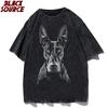 Men Streetwear Hip Hop Oversized T Shirt Funny Doberman Dog Graphic TShirt Vintage Washed Black Tshirt Harajuku Cotton P