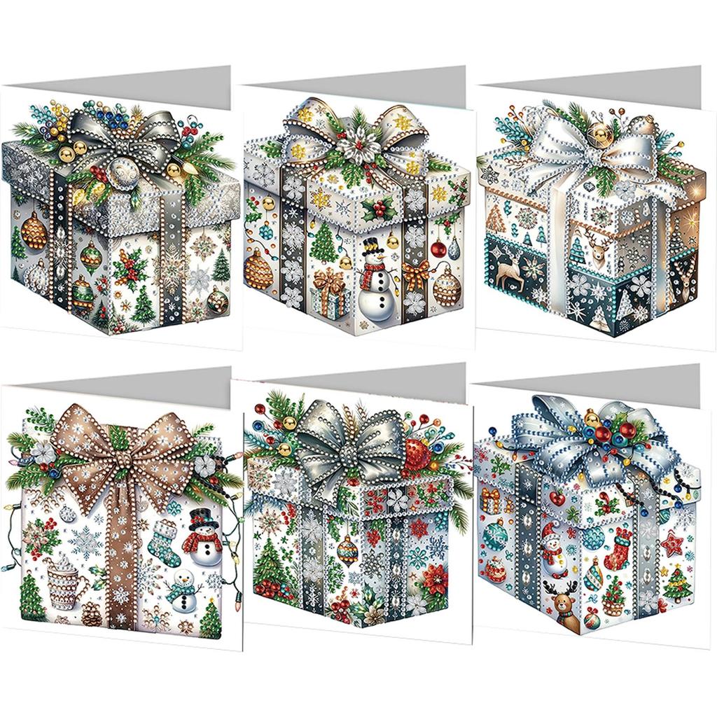 6PCS DIY Diamond Painting Greeting Card Set Rhinestone Diamond Art Mosaic Postcards Thank You Cards and Holiday Blessings