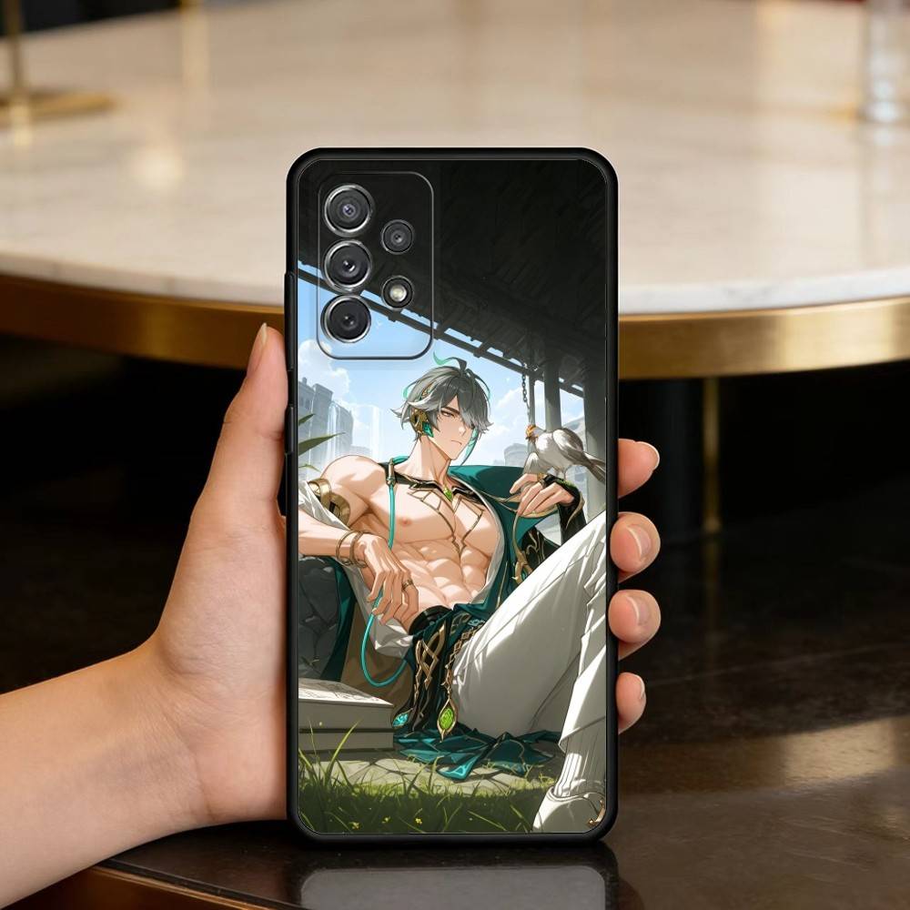 Alhaitham Genshin Impact Soft Silicone Black Cover Phone Case For Samsung Galaxy A73,A72,A71,A70,A53,A52,A51