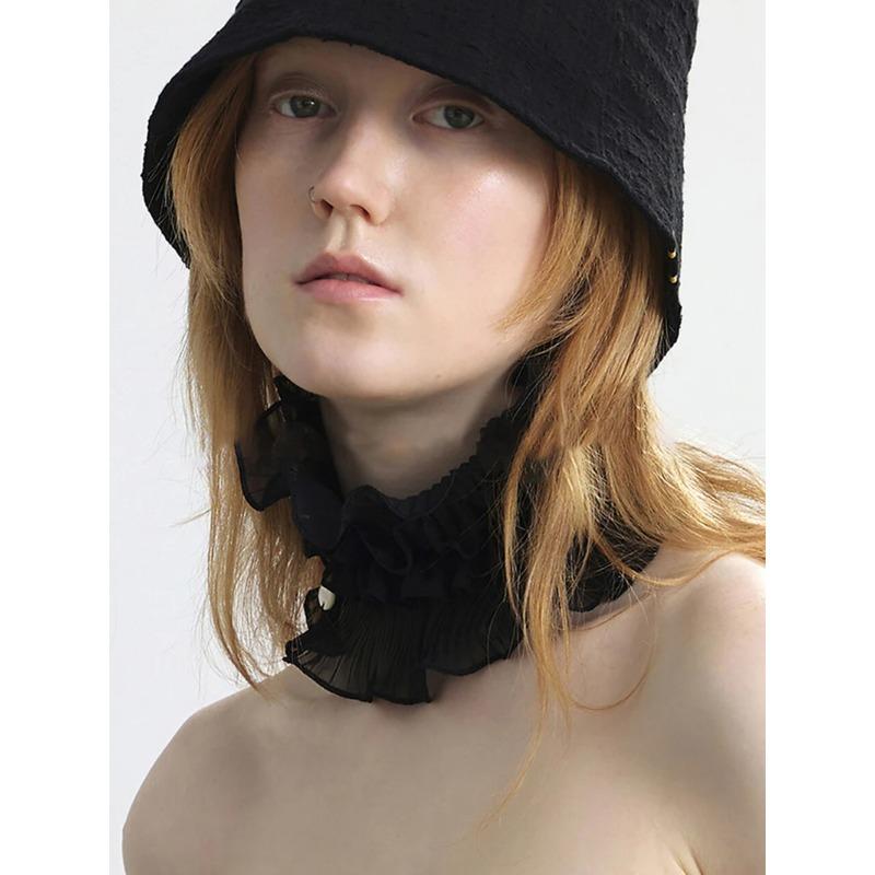 Elegant Breathable Pleated Decorative Collar Autumn Winter Cape Scarf Ruffled Shawl High Collar Fake Collar
