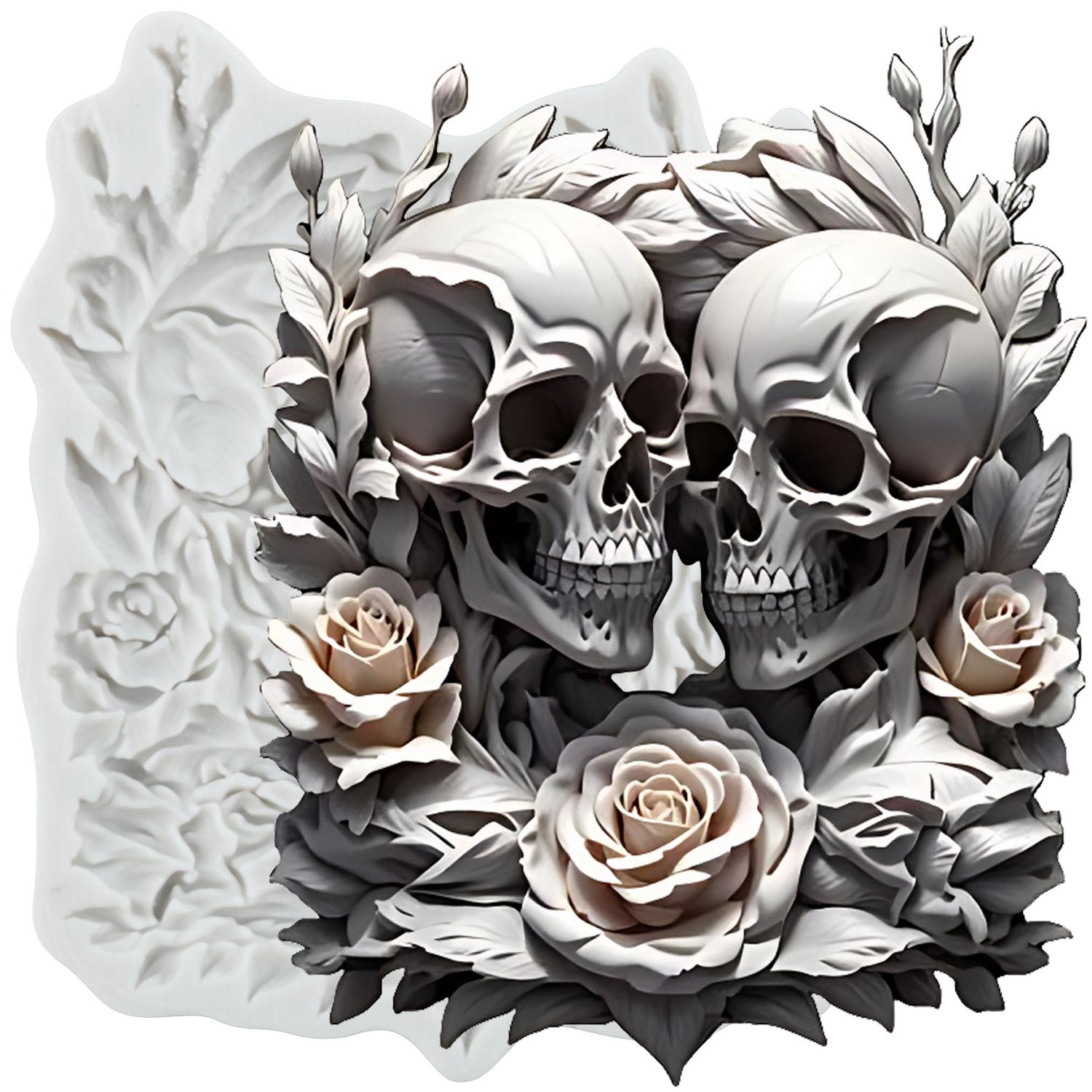 

Хэллоуин Череп Силиконовые Формы Череп Роза Форма для Мастики Украшение для Торта Топпер для Кекса Шоколадные Конфеты Сахарная Паста Полимерная Глина Форма серый