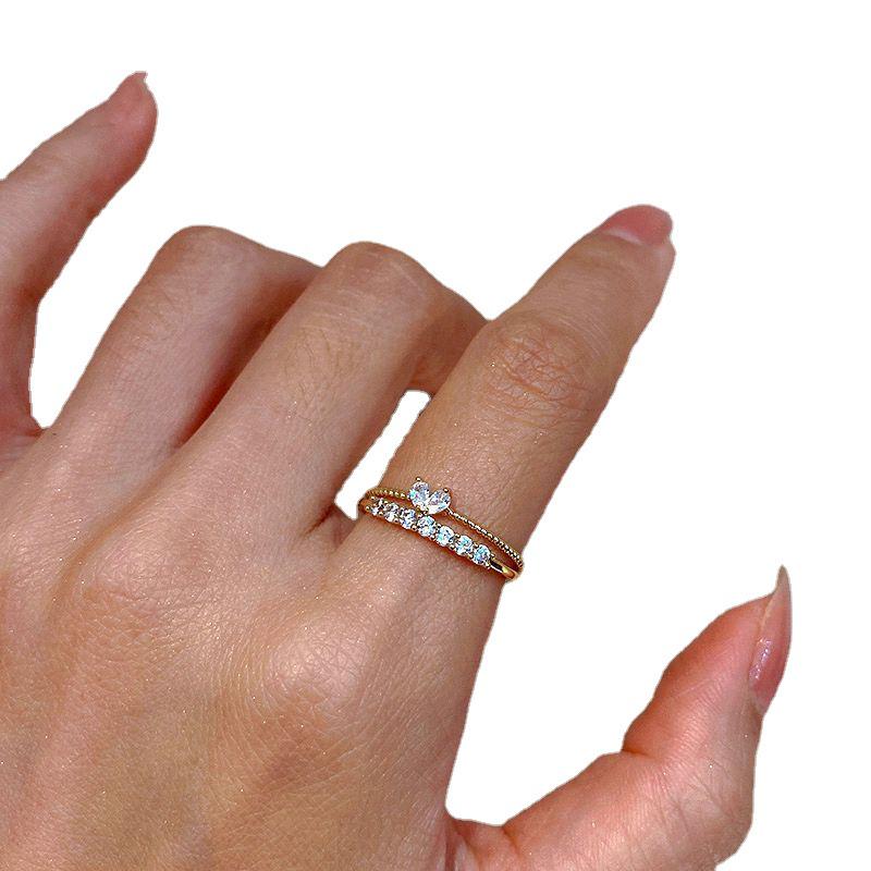 Niche Design Stackable Heart Ring Set: 2-Piece Open Index Finger Rings - Exquisite Korean Fashion for Women