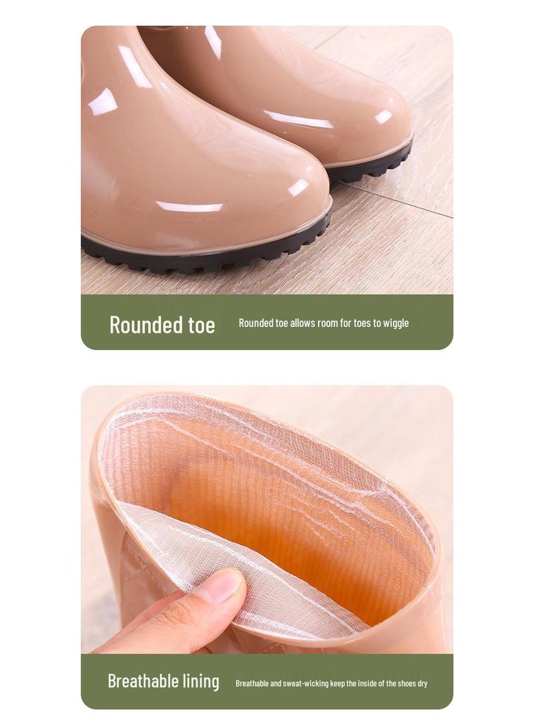 Damskie Kalosze do Połowy Łydki - Antypoślizgowe, Grubo Podeszwowe, Wodoodporne z Ciepłą Bawełnianą Podszewką na Jesień/Zimę