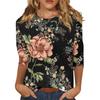 Women's floral print fashionable casual round neck long sleeved shirt